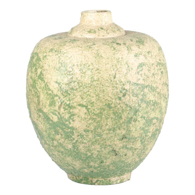 1930s Art Déco Greenish Crystalline Glaze Sèvres Porcelain Bulbous Vase, France For Sale