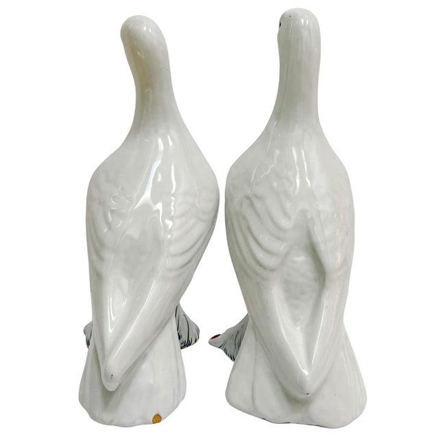 1970s Vintage Italian Glazed Terracotta Dove Figurines - A Pair For Sale - Image 5 of 7