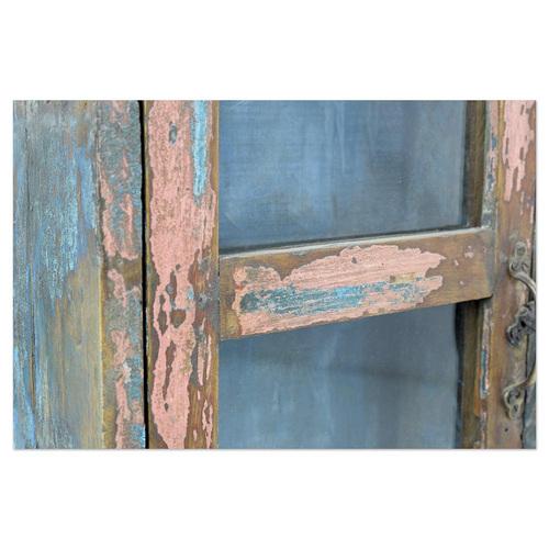 Brown Showcase Cabinet in Patinated Solid Wood For Sale - Image 8 of 10