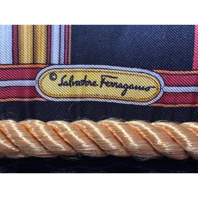Black Vintage Salvatore Ferragamo Silk Leopard & Egyptian Motif Pillow For Sale - Image 8 of 8