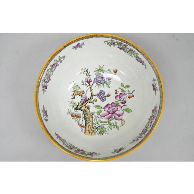 Chinoiserie Antique Edge Malkin & Co Indian Tree English Transferware Porcelain Serving Bowl For Sale - Image 3 of 16