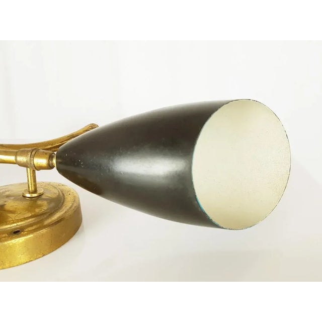 Metal Brass, Black & White Metal Sconce, 1950s For Sale - Image 7 of 8