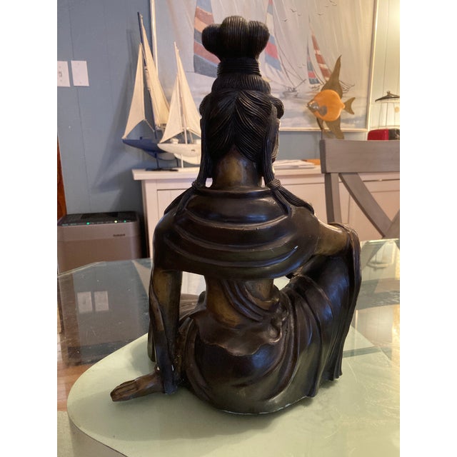 1970s Chinese Bronze “Quan Yin" Buddha Statue For Sale - Image 4 of 4