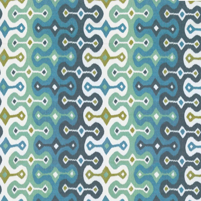 Sample - Schumacher X Martyn Lawrence Bullard Darya Ikat Sidewall Wallpaper in Sky For Sale