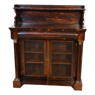1870s Antique French Empire Revival Rosewood Bookcase / Cabinet For Sale