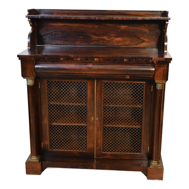 1870s Antique French Empire Revival Rosewood Bookcase / Cabinet For Sale