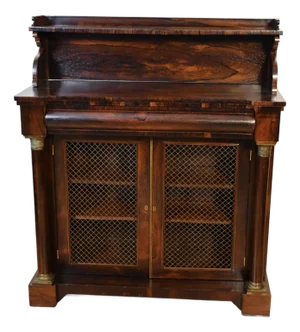 1870s Antique French Empire Revival Rosewood Bookcase / Cabinet