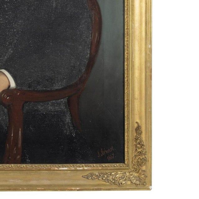 J. Stewart, Portrait of a Gentleman, Oil on Canvas For Sale - Image 5 of 6