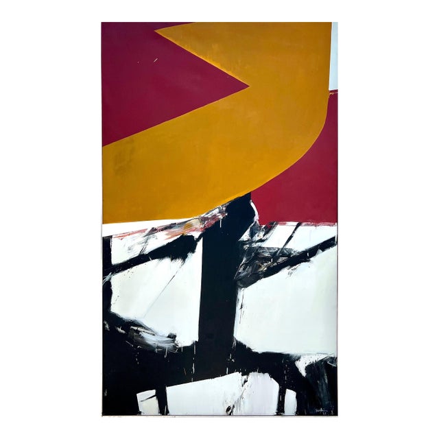 Budd Hopkins, Large Budd Hopkins Modernist Hard Edged Abstract Expressionist Oil Painting 1965 For Sale