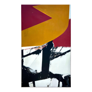 Budd Hopkins, Large Budd Hopkins Modernist Hard Edged Abstract Expressionist Oil Painting 1965