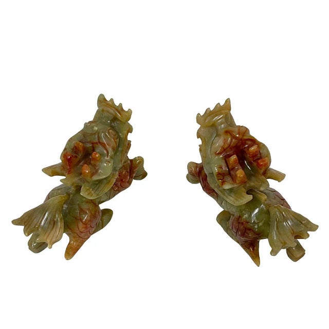Vintage Chinese Carved Jade Kilim Statues - a Pair For Sale In Los Angeles - Image 6 of 9