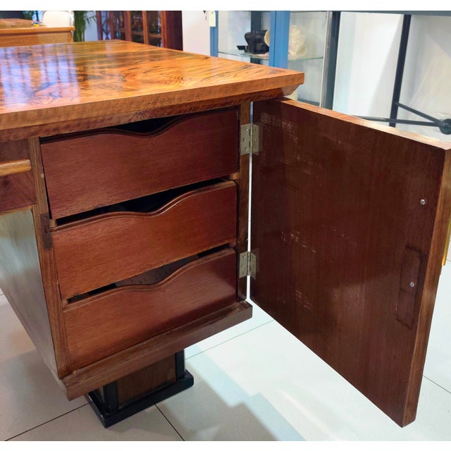 Vintage Burl Walnut Desk, 1930s For Sale - Image 3 of 17
