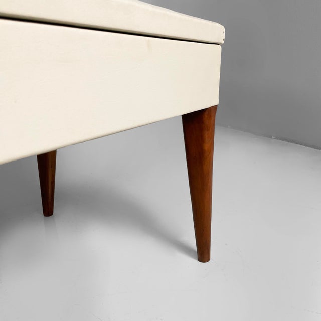 Art Deco Italian Bench in Wood and White Leather, 1940s For Sale - Image 18 of 18