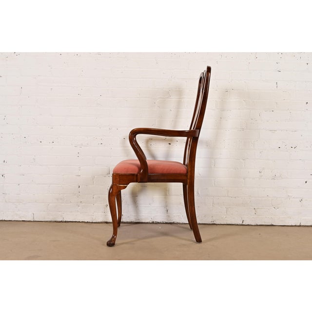 Henredon Queen Anne Solid Mahogany Armchair or Dining Captain Chair For Sale - Image 9 of 11