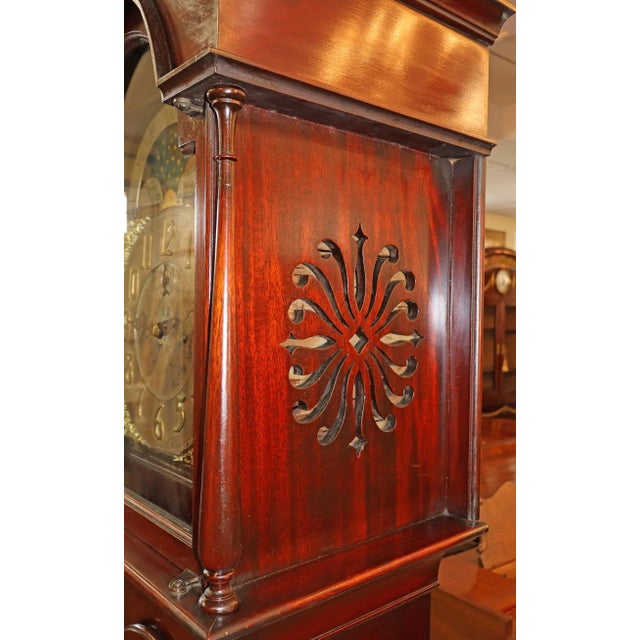 Early 20th Century Mahogany Two Weight Herschede Tall Case Grandfather Clock For Sale - Image 10 of 16