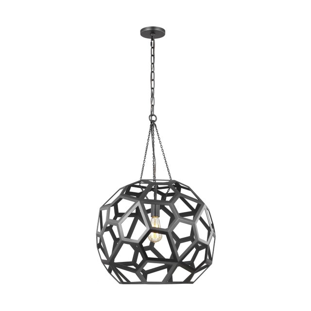 Contemporary Alexa Hampton by Visual Comfort Studio Feccetta Large Pendant, Black For Sale - Image 3 of 3