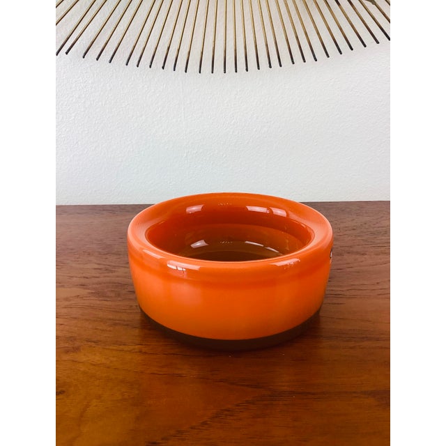 Orange Vintage Mid-Century Modern Eva Englund for Pukeberg Sweden Orange Art Glass Bowl For Sale - Image 8 of 10