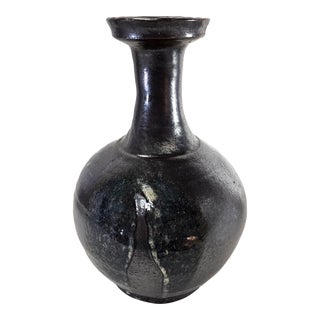 American Studio Pottery Vase With Iridescent Drip Glaze, c.1970s For Sale