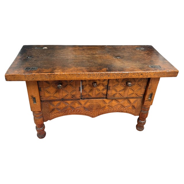Antique 18c British Colonial Rustic Side Table For Sale
