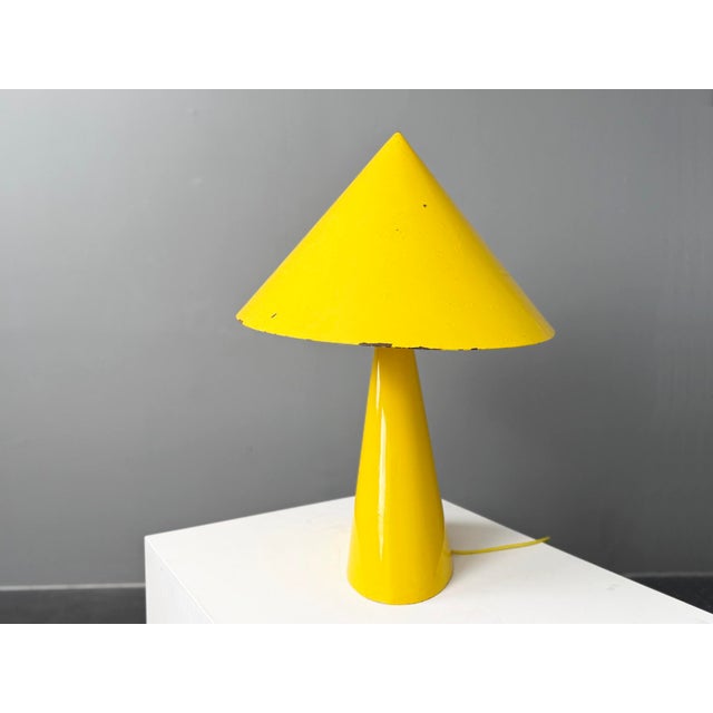 1950s Large Yellow Aluminum and Iron Table Lamp, France, 1950s For Sale - Image 5 of 12