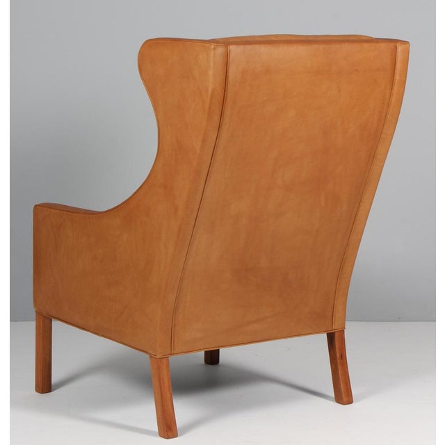 Danish Wingback Chair in Teak and Red Leather attributed to Børge Mogensen for Fredericia For Sale - Image 6 of 7