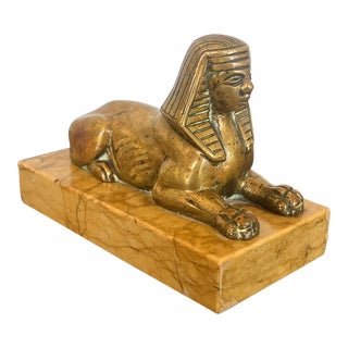 19th Century, Grand Tour Bronze Sphinx Statue on Sienna Marble Base For Sale