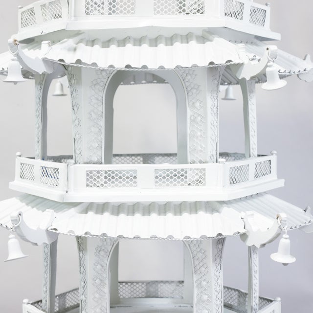 Early 21st Century Vintage Large-Scale Seven-Tier Chinoiserie White Painted Tole Pagoda Tower For Sale - Image 5 of 13