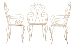 White Wrought Iron Chairs, 1960, Set of 3