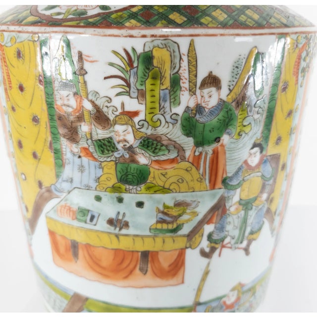 Late 19th Century Chinese Chinoiserie Green Famille Verte Warrior Vase For Sale - Image 5 of 13