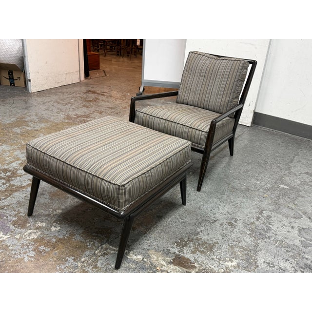 T.H. Robsjohn Gibbings T. H. Robsjohn-Gibbings for Widdicomb Lounge Chair + Ottoman, Mid 20th Century For Sale - Image 4 of 12