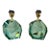 Pair of Modern Polish Green Murano Glass Cube Lamps For Sale