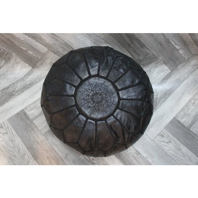 Animal Skin Moroccan Pouf Leather Ottoman Pouf Cover For Sale - Image 7 of 7