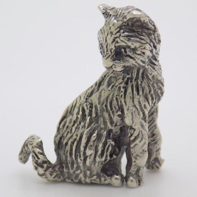 Vintage Italian Handmade Genuine Silver Sitting Cat Figurine, 1970s For Sale - Image 13 of 13