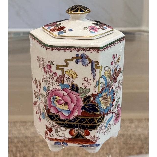 Early 20th Century Mason's Brocade Hexagonal Lidded Ironstone Tea Caddy / Jar For Sale In Little Rock - Image 6 of 18