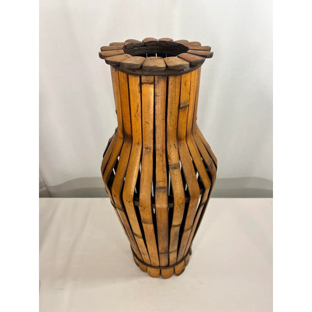 Traditional BoHo Chic Split Bamboo Floor Vase For Sale - Image 3 of 9