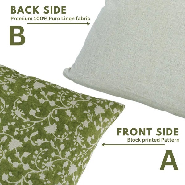 Fabdivine Linen Cushion Cover 12x20 Inch - Firoza For Sale - Image 4 of 5