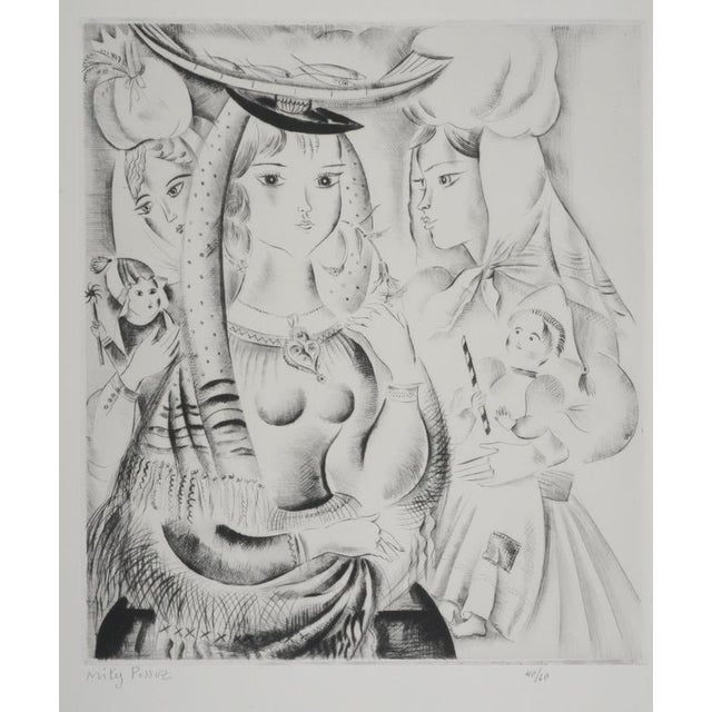 Mily POSSOZ (1888-1968) The Three Young Portuguese Women, 1930 Original etching Signed in pencil Numbered out of 60 copies...