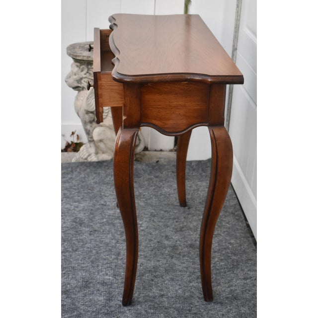 Brown Hekman Italian Provincial Wood Table Vintage Carved Accent Console For Sale - Image 8 of 16
