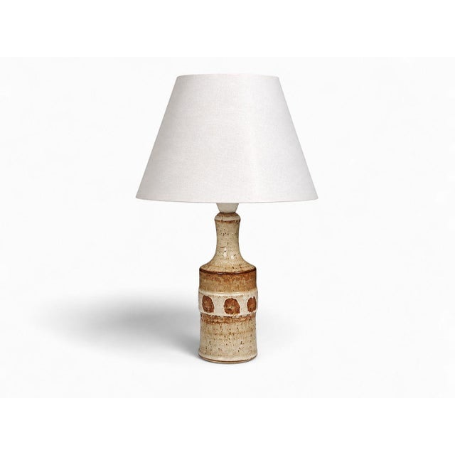 Mid-Century Modern 1960s Danish Modern Søholm Stentøj, Dotted Table Lamp, Beige Glazed Stoneware For Sale - Image 3 of 10