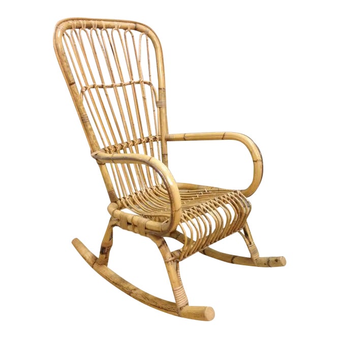 Vintage Highback Rattan Rocking Chair Chairish