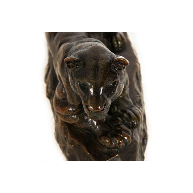 Metal Bronze Sculpture "Panther of Tunisia" After Antoine-Louis Barye, Barbedienne C. 1880 For Sale - Image 7 of 17