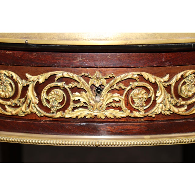 19th C French Louis XVI Style Ormolu Mounted Marble Top End Table For Sale - Image 13 of 15