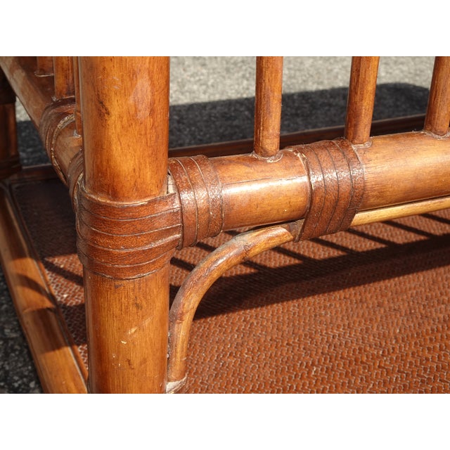 Coffee Table Ethan Allen ~ French Country Brown Bamboo Rattan Cocktail Table For Sale - Image 17 of 18