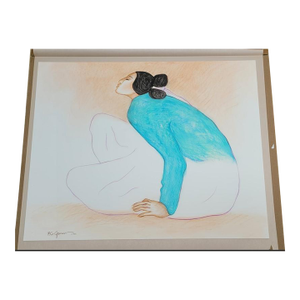 Late 20th Century r.c. Gorman Original Oil Pastel - Woman With Blue Blouse