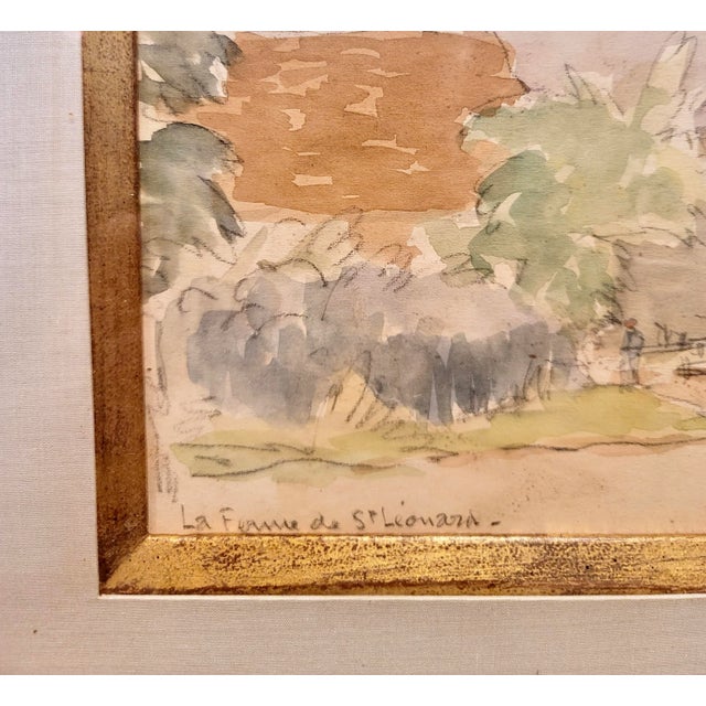 Paper Paul Emile Pissarro -View of a French Farm-1920s Original Painting For Sale - Image 7 of 10