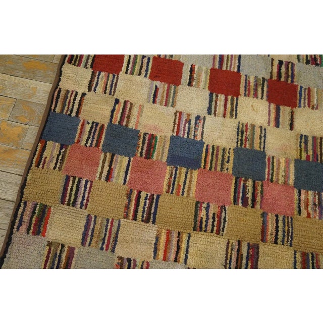 Brown Wonderful Multi Color With Unique Symmetrical Design Antique American Hooked Rug For Sale - Image 8 of 12