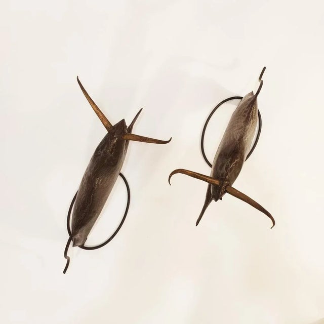 Brown Brutalist Buffalo Sculptures, 1950s, Set of 2 For Sale - Image 8 of 9