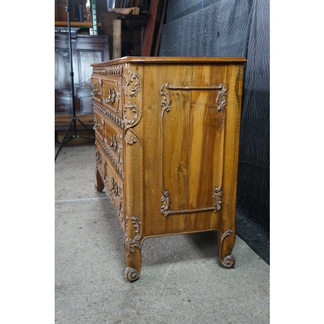 Vintage Italian French Country Louis XV Carved Walnut Commode Chest Dresser For Sale - Image 14 of 18