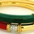 Estate Pair of 18K Yellow Gold Coral, Green Onyx & Diamond Bangle Bracelets For Sale - Image 14 of 18