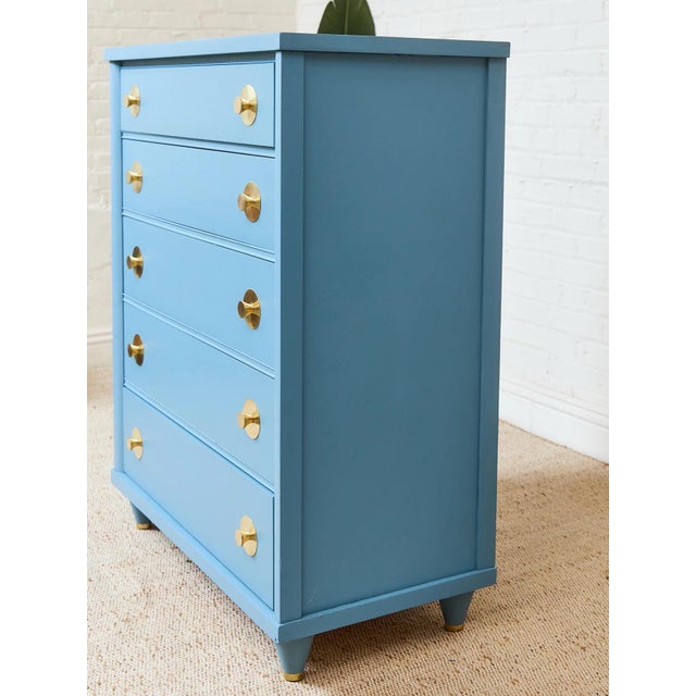 Mid-Century Modern 1950’s French Blue Kent Coffey Highboy Dresser For Sale - Image 3 of 12